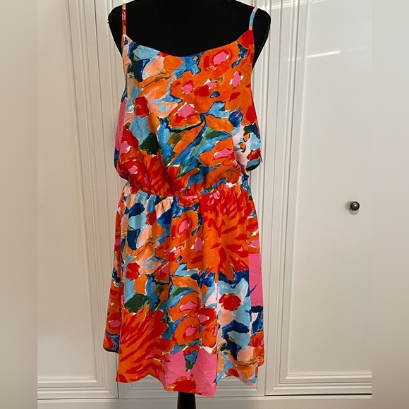 Staccato NWT bright water color floral print dress women’s size large - Picture 1 of 6